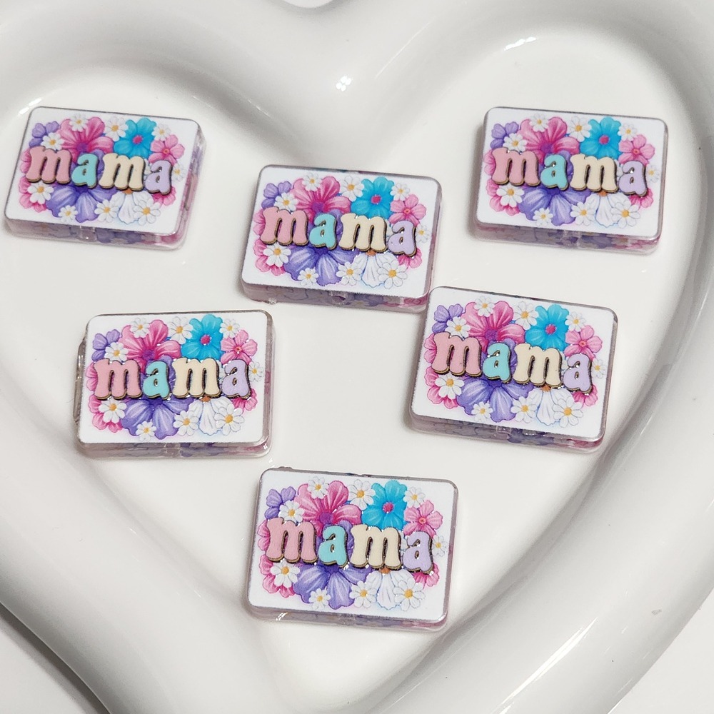 Mama Beads 2 Pcs Focal Bead Beaded Pen Jewelry Charms Acrylic Mom Crafts